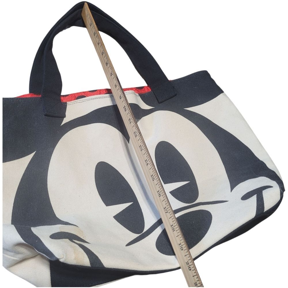 Disney Store Mickey & Minnie Big Face Double Sided Canvas Tote Bag Shoulder vaca - Picture 10 of 11